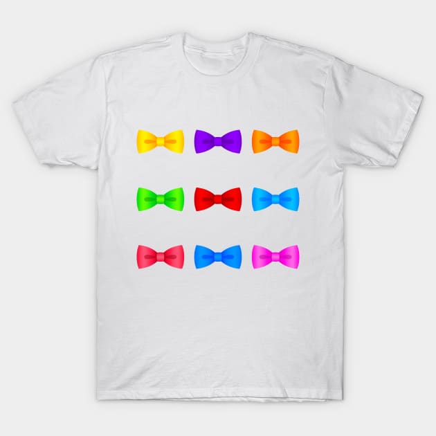 Colorful Gentleman Bows T-Shirt by alien3287